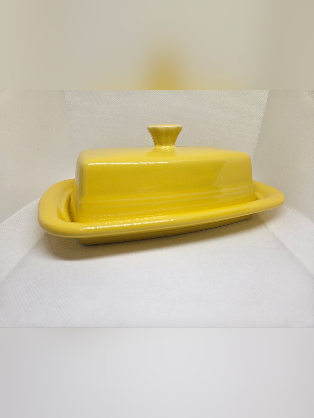 EUC Fiesta Fiestaware Sunflower Yellow Large Covered Butter Dish